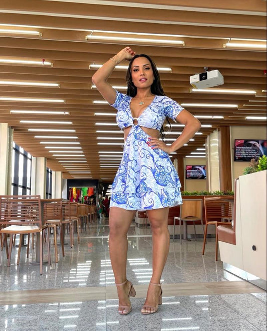 Vestido azul Estampado